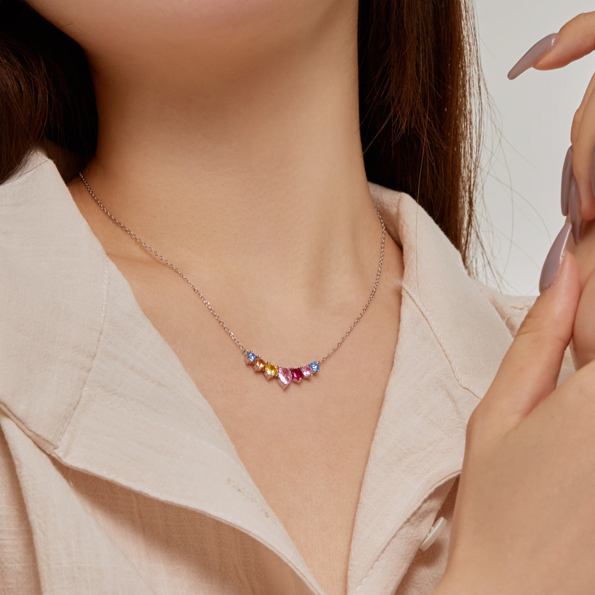[Windsor Jewelry]Dainty Colorful Heart Necklace