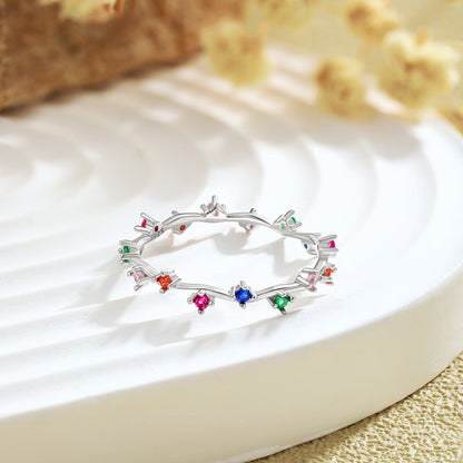 [Windsor Jewelry]Radiant Colorful Round Cut Daily Ring