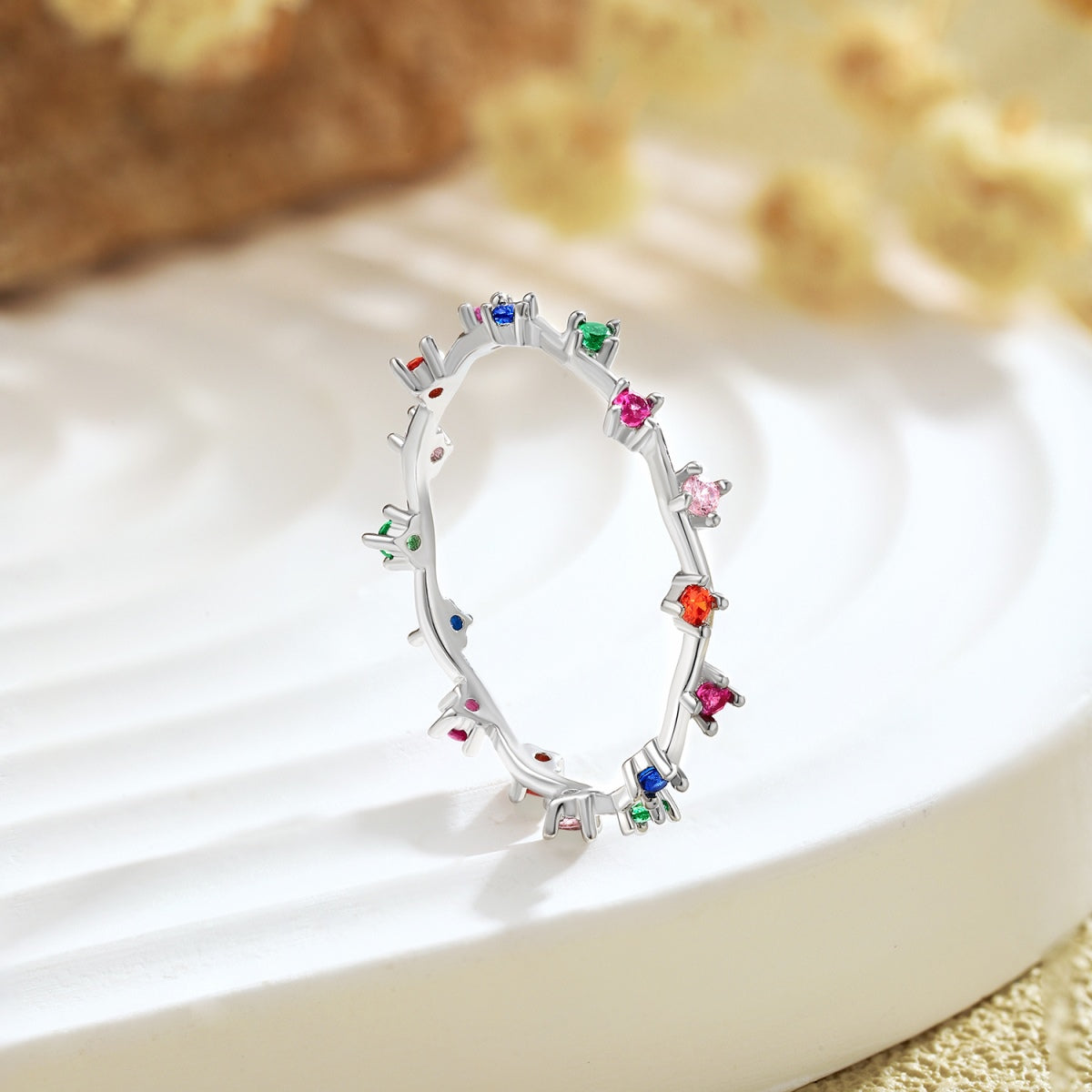 [Windsor Jewelry]Radiant Colorful Round Cut Daily Ring