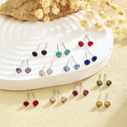 [Windsor Jewelry]Sparkling Colorful Round Shape Earrings