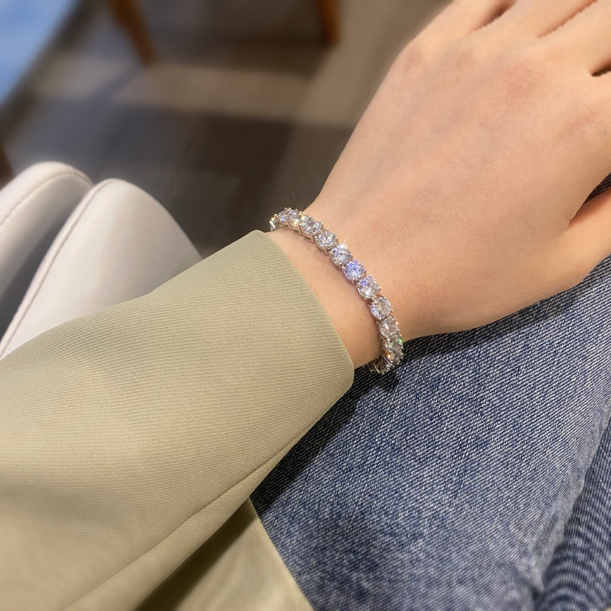 [Windsor Jewelry]0.75 Carat Dazzling Round Cut Wedding Bracelet
