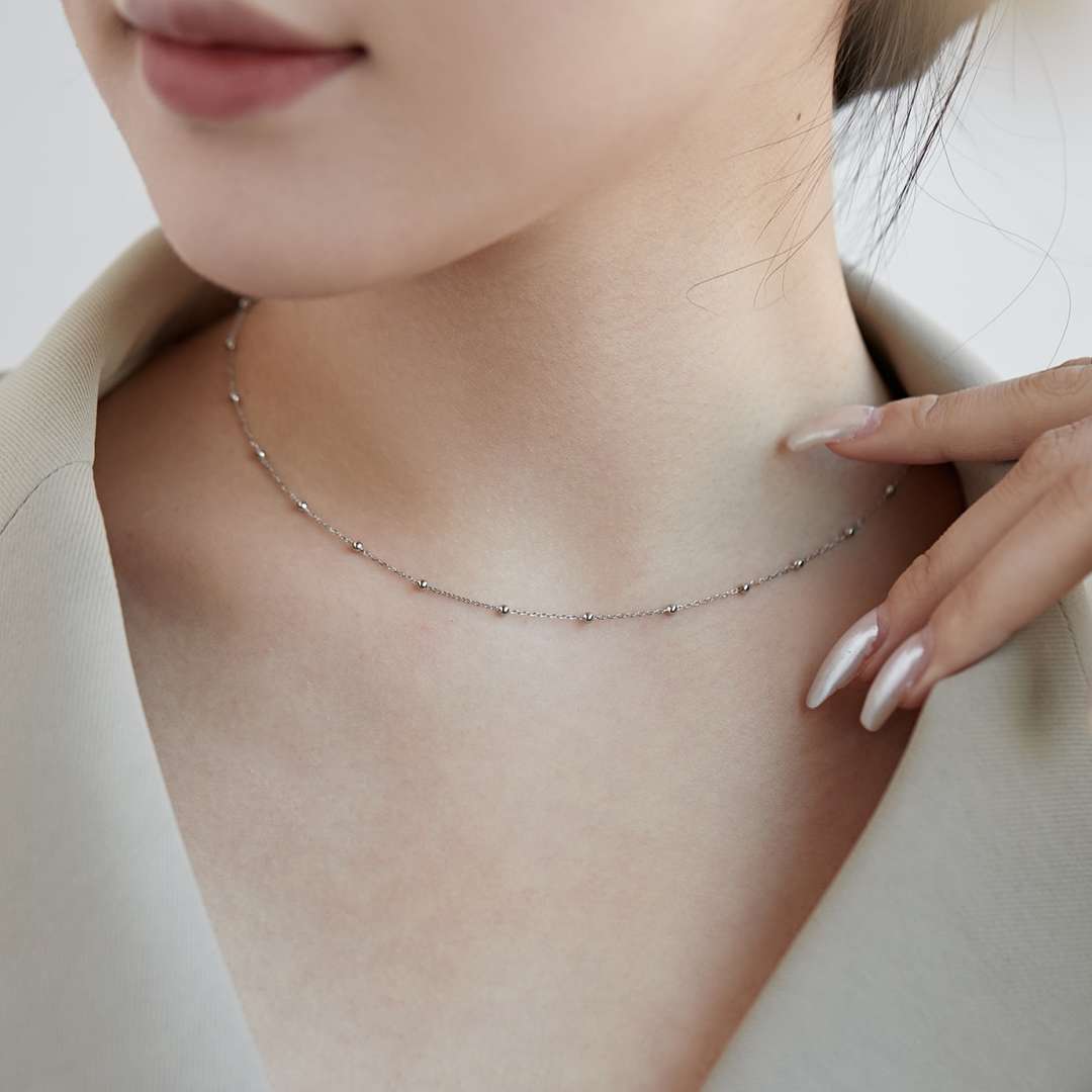[Windsor Jewelry]Small Bead Clavicle Chain Simple Necklace