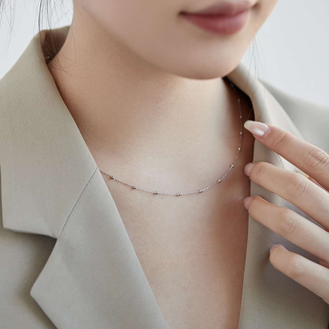 [Windsor Jewelry]Small Bead Clavicle Chain Simple Necklace