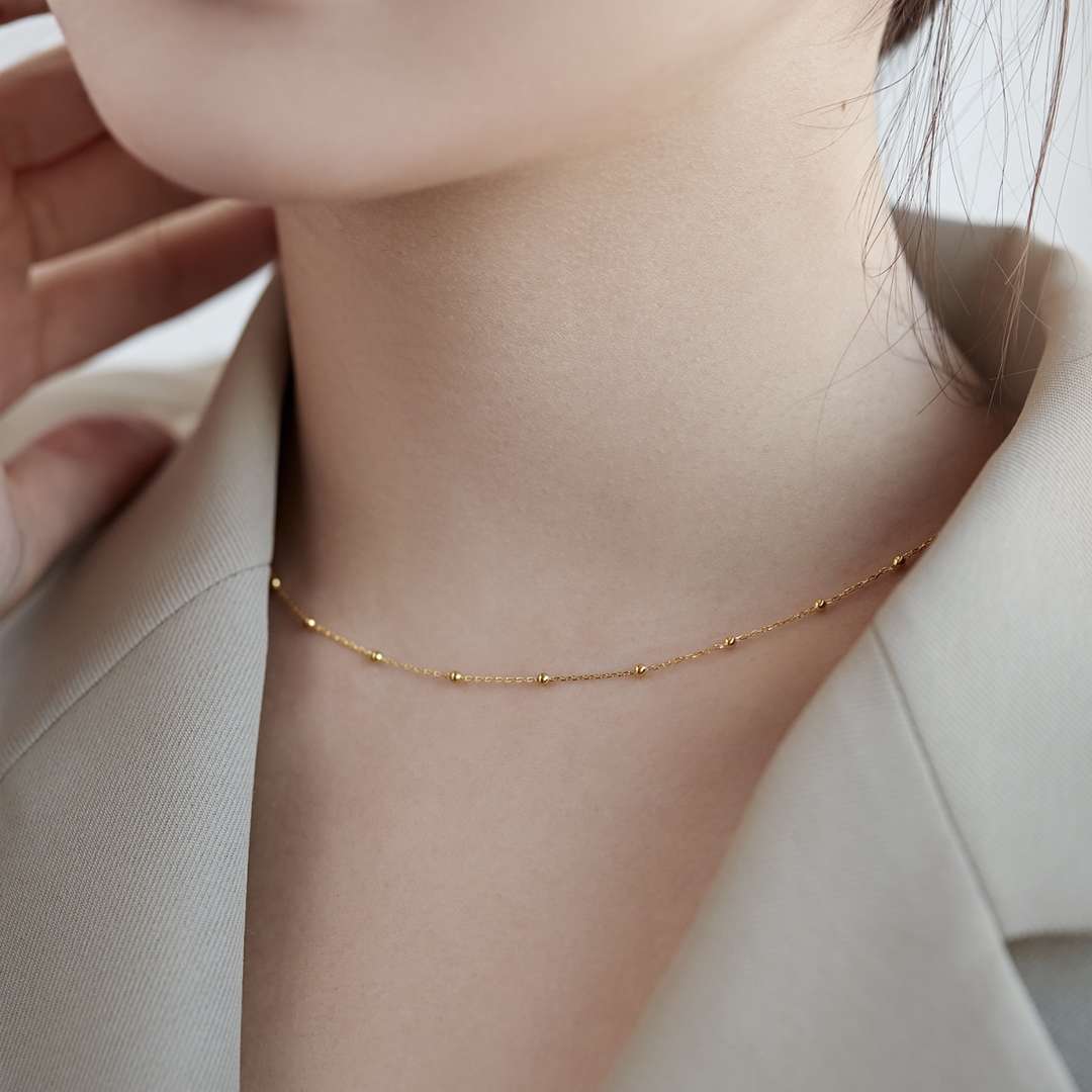 [Windsor Jewelry]Small Bead Clavicle Chain Simple Necklace
