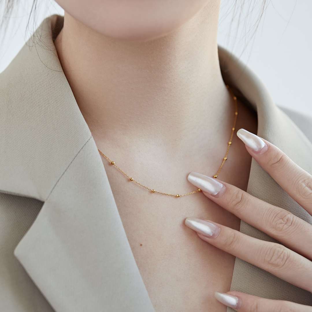 [Windsor Jewelry]Small Bead Clavicle Chain Simple Necklace