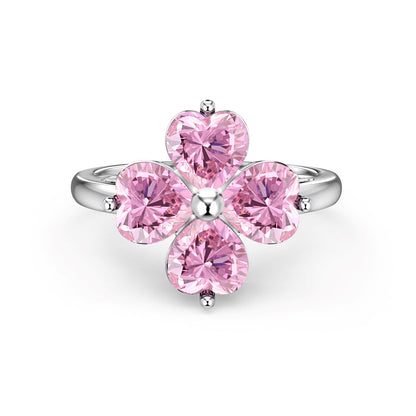 [Windsor Jewelry]Heart-shaped Four-Leaf Clover Ball Ring