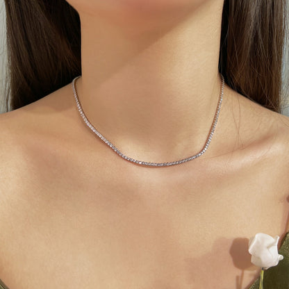 [Windsor Jewelry]Delicate Round Shape Tennis Necklace