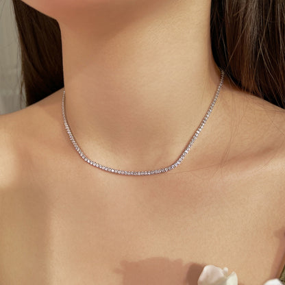 [Windsor Jewelry]Delicate Round Shape Tennis Necklace