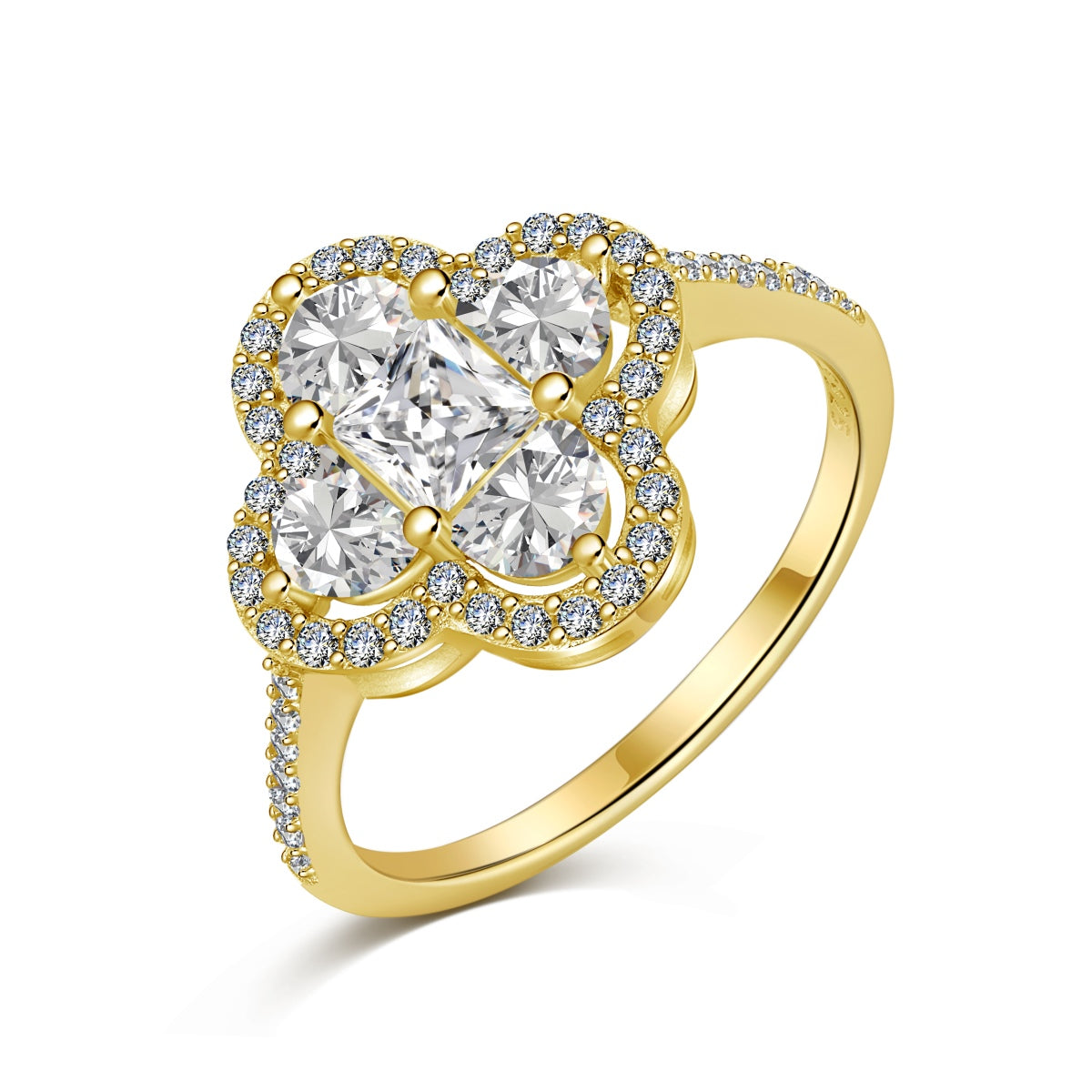 [Windsor Jewelry]Luxurious Eternity Flower Shape Banquet Ring