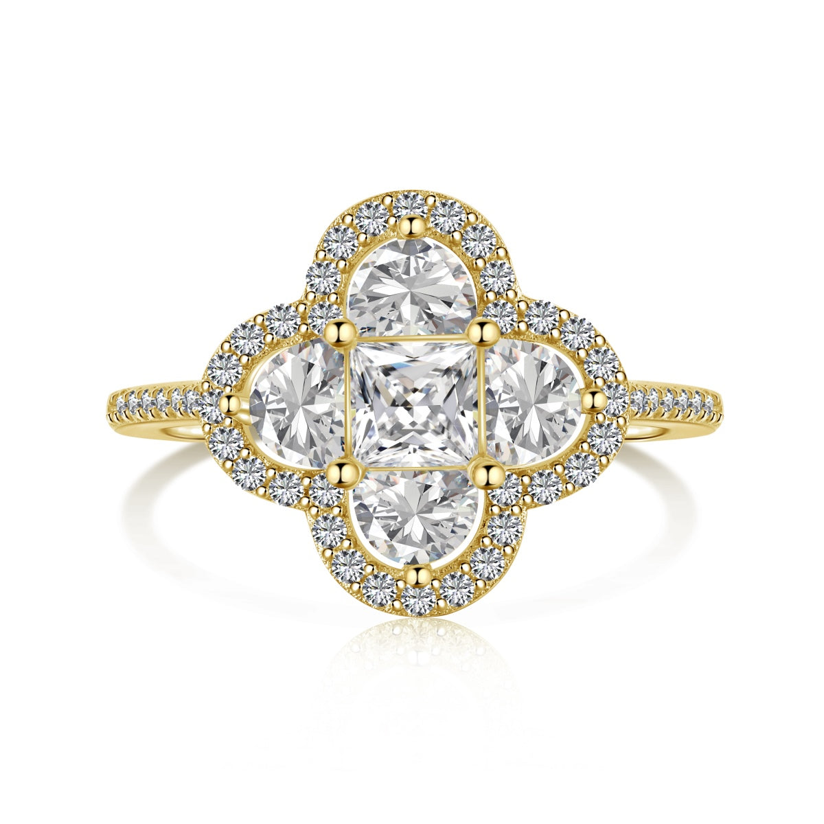[Windsor Jewelry]Luxurious Eternity Flower Shape Banquet Ring