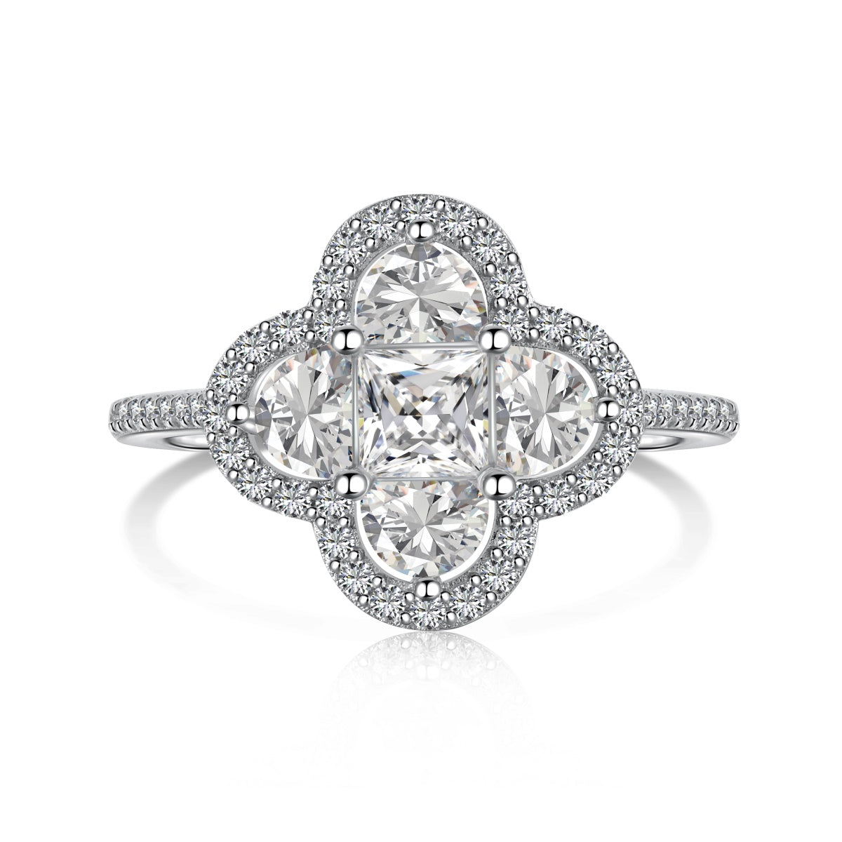 [Windsor Jewelry]Luxurious Eternity Flower Shape Banquet Ring