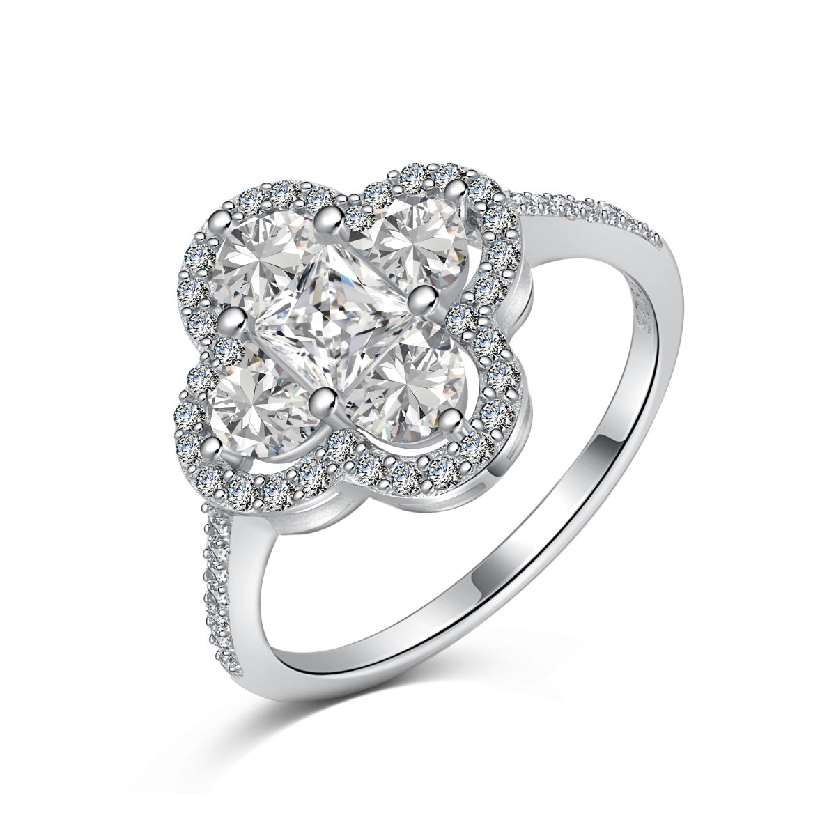 [Windsor Jewelry]Luxurious Eternity Flower Shape Banquet Ring