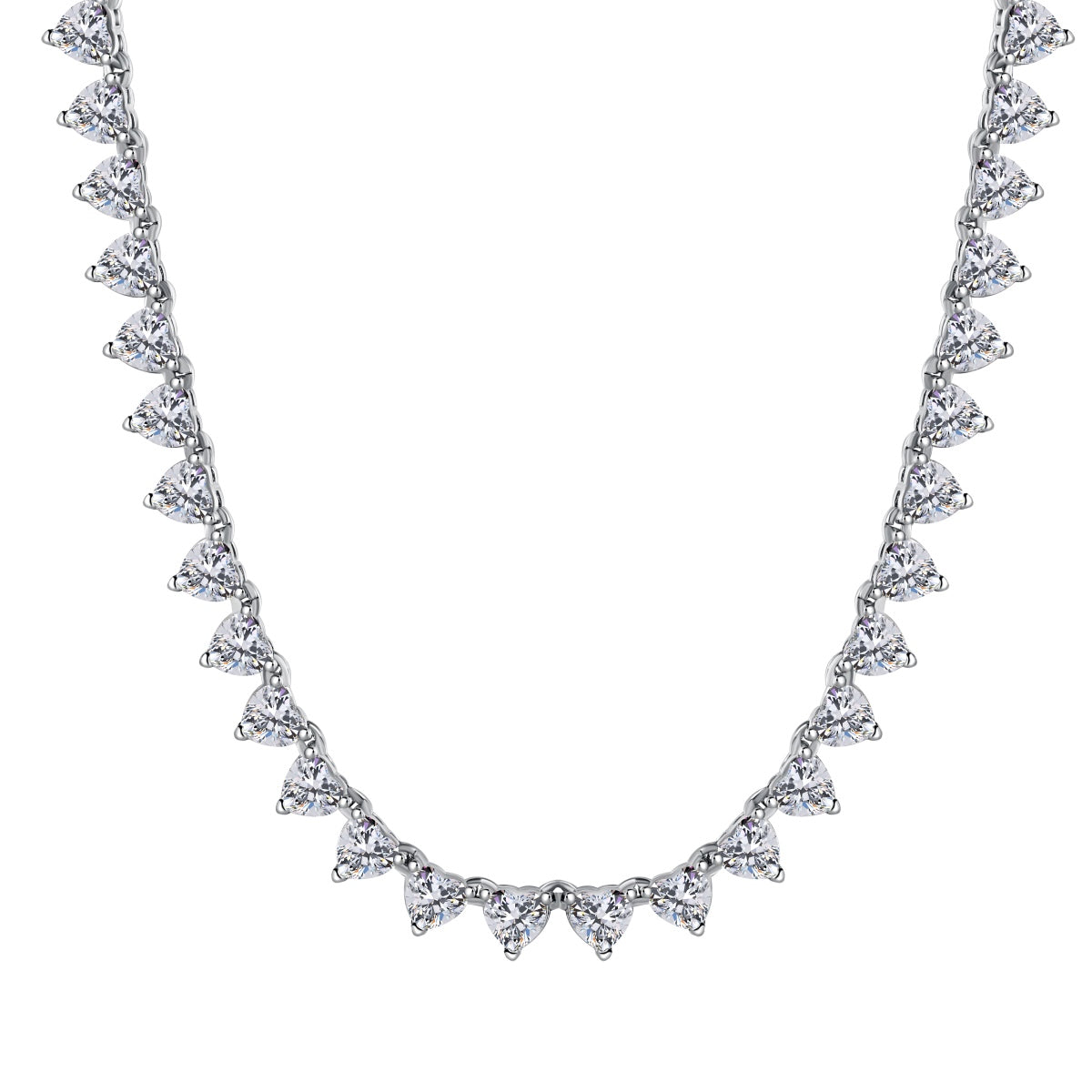 [Windsor Jewelry]Ornate Heart Cut Tennis Necklace