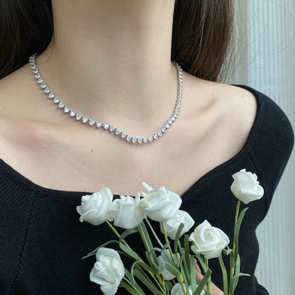 [Windsor Jewelry]Ornate Heart Cut Tennis Necklace