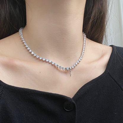 [Windsor Jewelry]Ornate Heart Cut Tennis Necklace