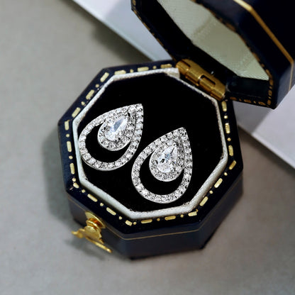 [Windsor Jewelry]Sparkling Delicate Water Drop Shape Daily Earrings
