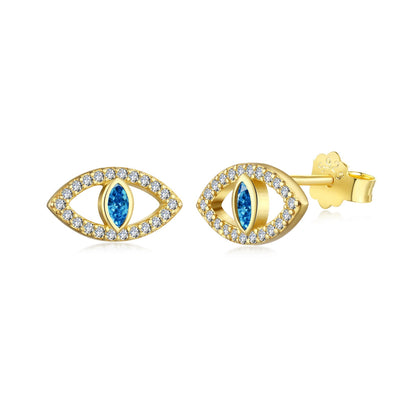 [Windsor Jewelry]Blue Devil Eyes Hollow Stud Earrings