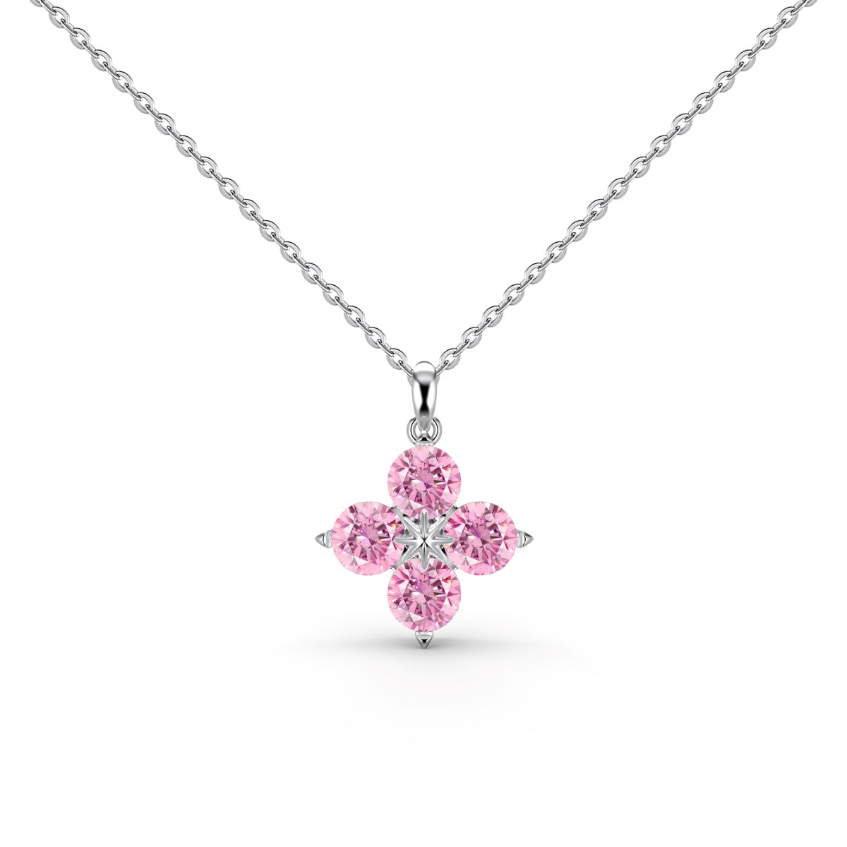[Windsor Jewelry]Four-Leaf Clover And Eight-Pointed Star Necklace