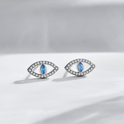 [Windsor Jewelry]Blue Devil Eyes Hollow Stud Earrings