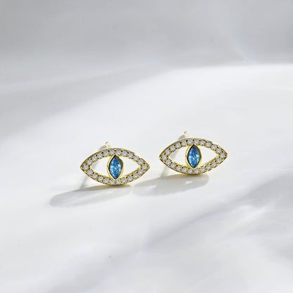 [Windsor Jewelry]Blue Devil Eyes Hollow Stud Earrings