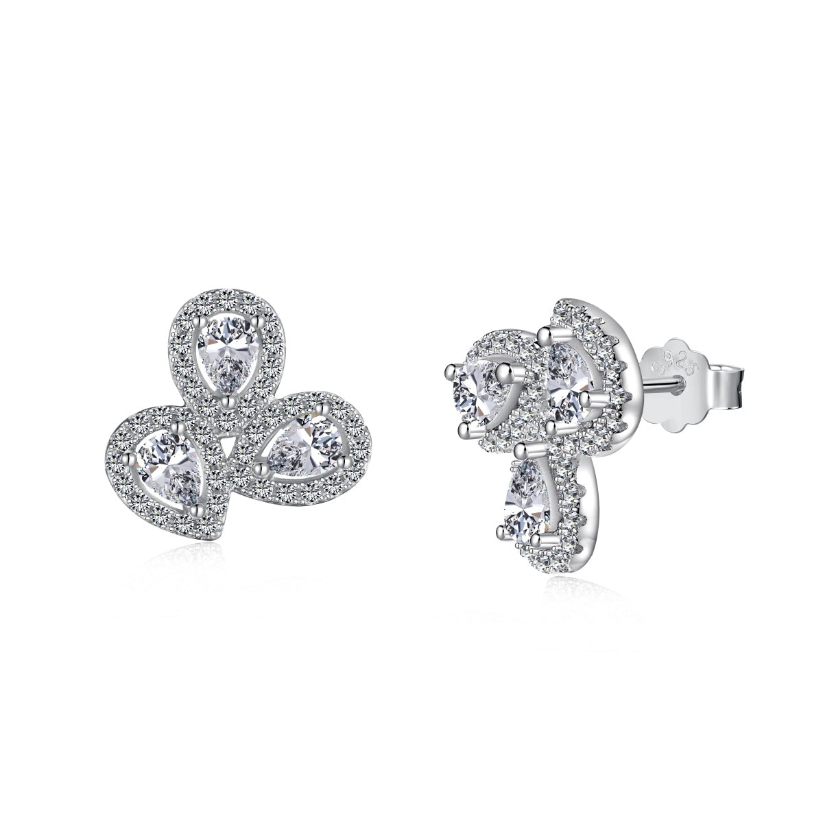 [Windsor Jewelry]Ornate Flower Shape Pear Cut Lover Earrings