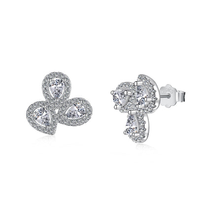 [Windsor Jewelry]Ornate Flower Shape Pear Cut Lover Earrings