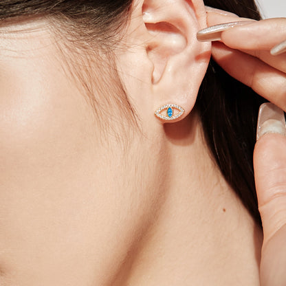 [Windsor Jewelry]Blue Devil Eyes Hollow Stud Earrings