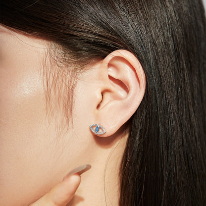 [Windsor Jewelry]Blue Devil Eyes Hollow Stud Earrings