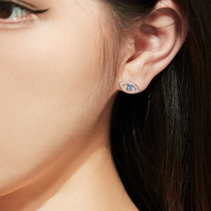 [Windsor Jewelry]Blue Devil Eyes Hollow Stud Earrings