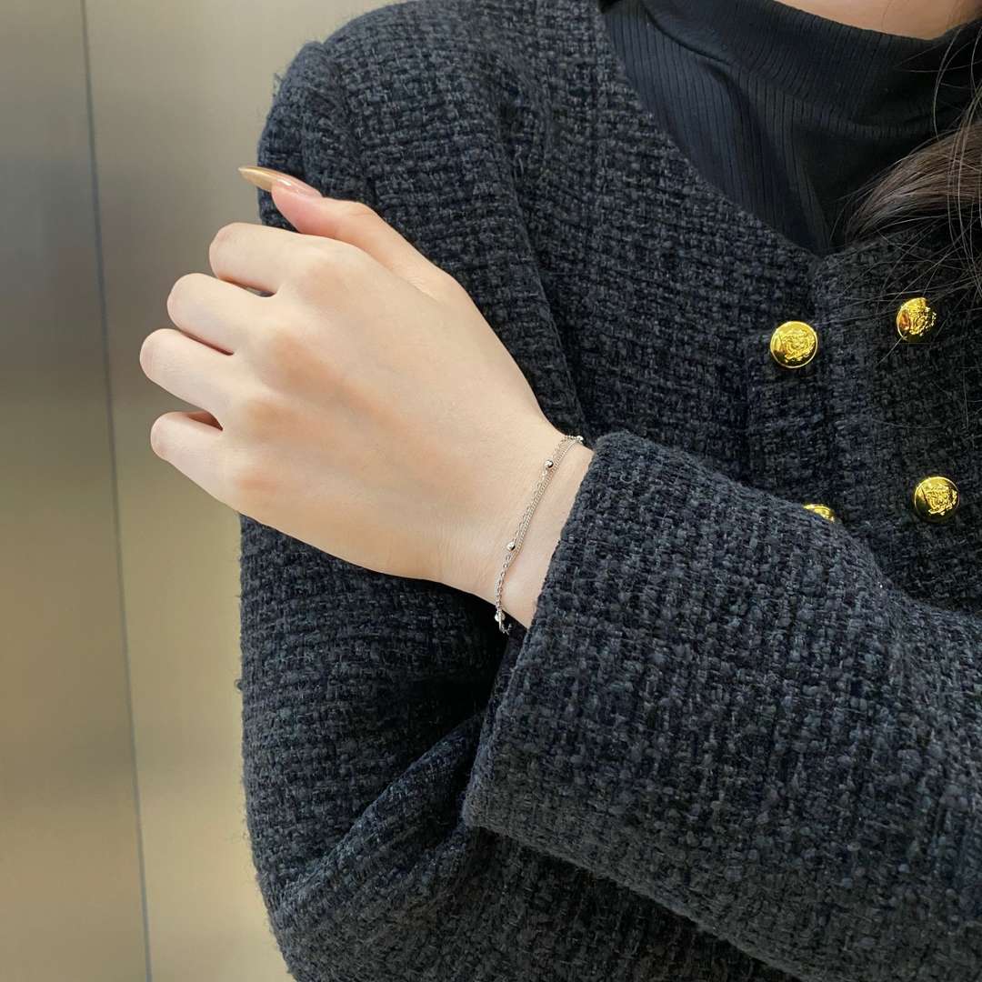 [Windsor Jewelry]Delicate Bead Double Layer Bracelet