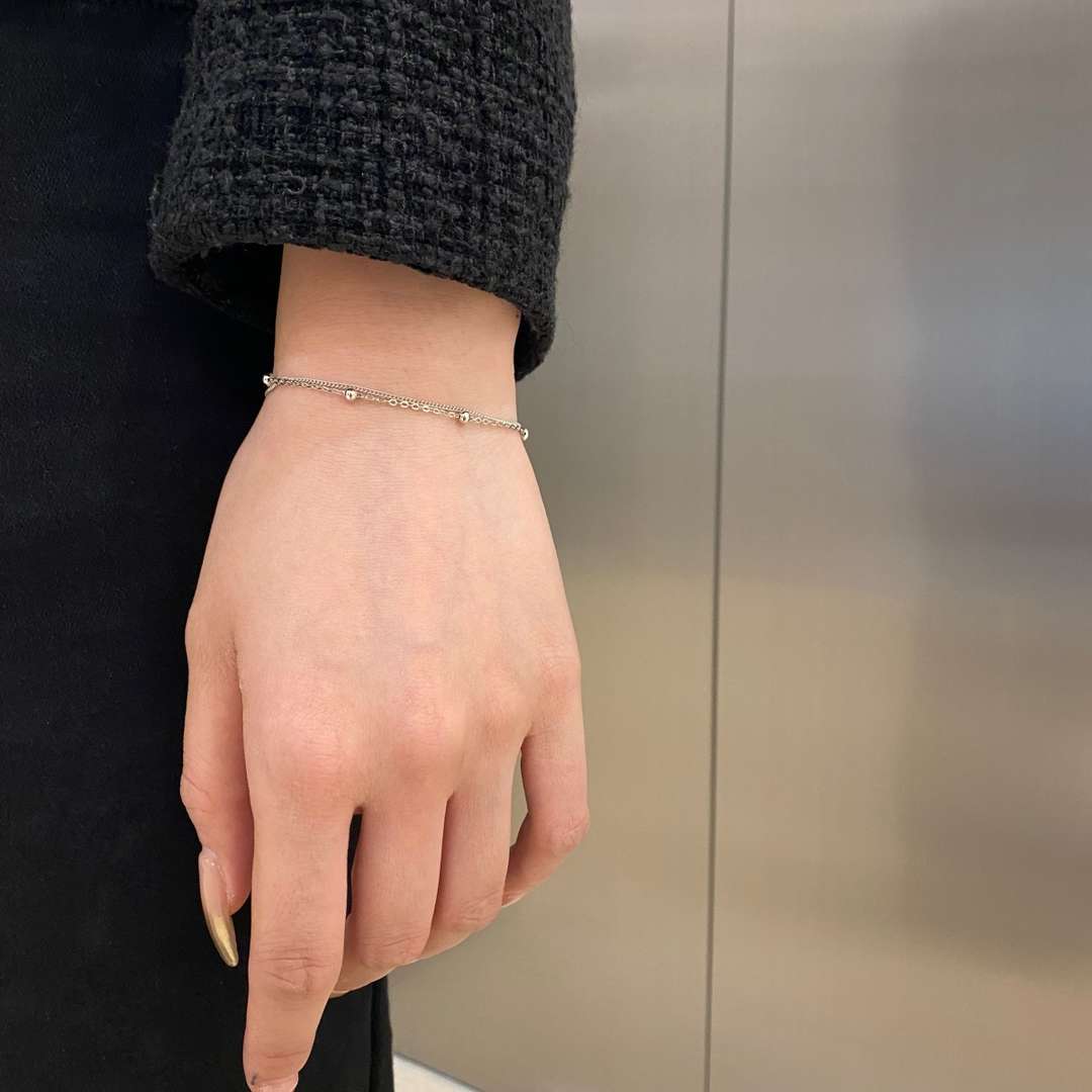 [Windsor Jewelry]Delicate Bead Double Layer Bracelet