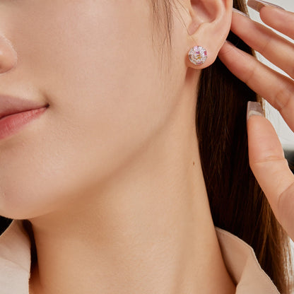 [Windsor Jewelry]Ornate Colorful Octagon Shape Daily Earrings
