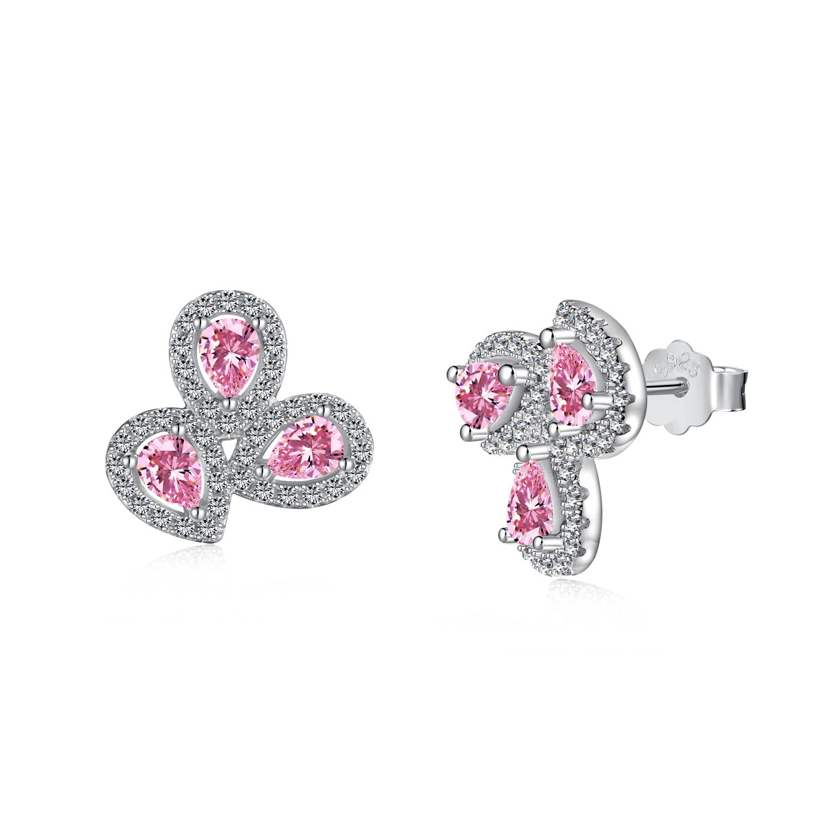 [Windsor Jewelry]Ornate Flower Shape Pear Cut Lover Earrings