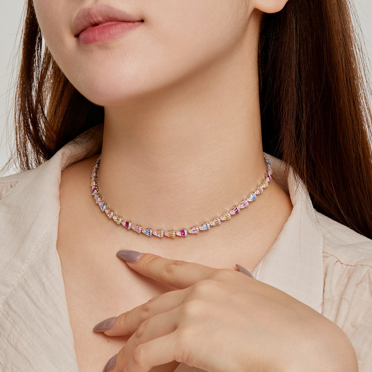 [Windsor Jewelry]Radiant Colorful Rainbow Necklace