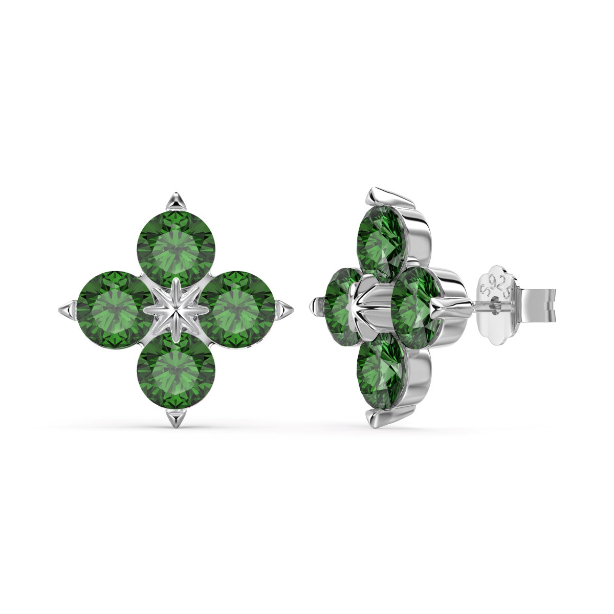 [Windsor Jewelry]Four-Leaf Clover Eight-Pointed Star Earrings