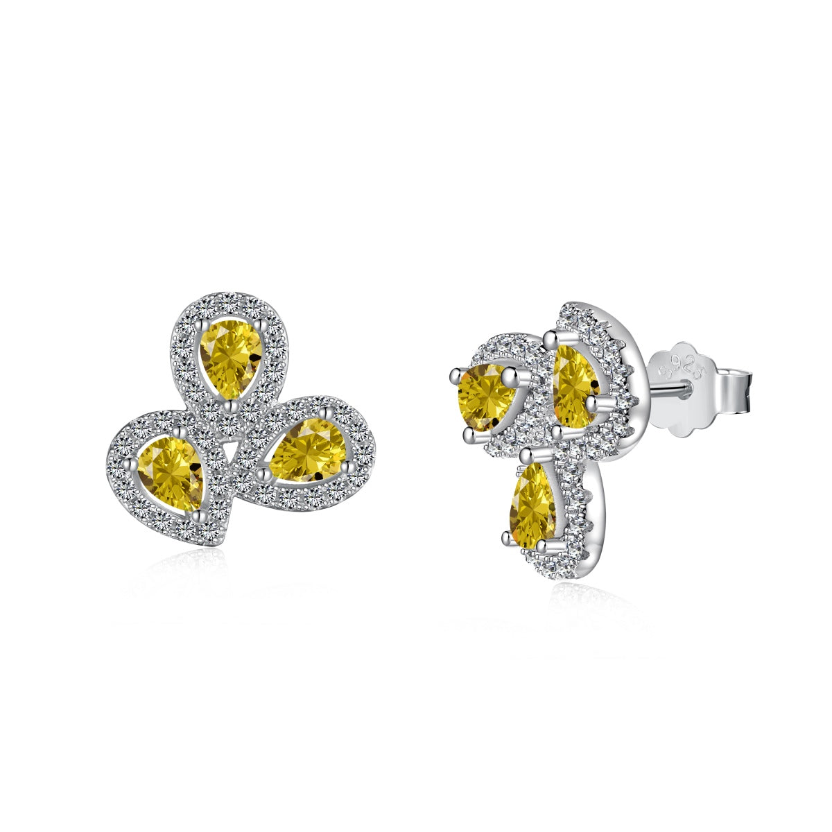 [Windsor Jewelry]Ornate Flower Shape Pear Cut Lover Earrings