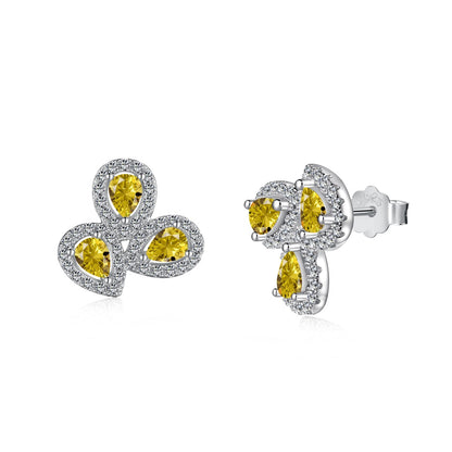 [Windsor Jewelry]Ornate Flower Shape Pear Cut Lover Earrings