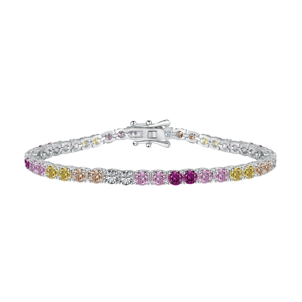 [Windsor Jewelry]Radiant Colorful Round Cut Tennis Bracelet