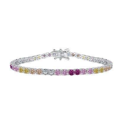 [Windsor Jewelry]Radiant Colorful Round Cut Tennis Bracelet