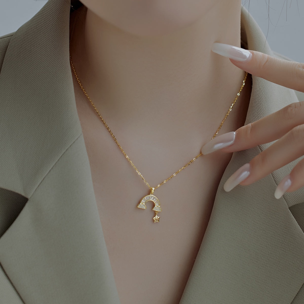 [Windsor Jewelry]Unique Rainbow Star Necklace