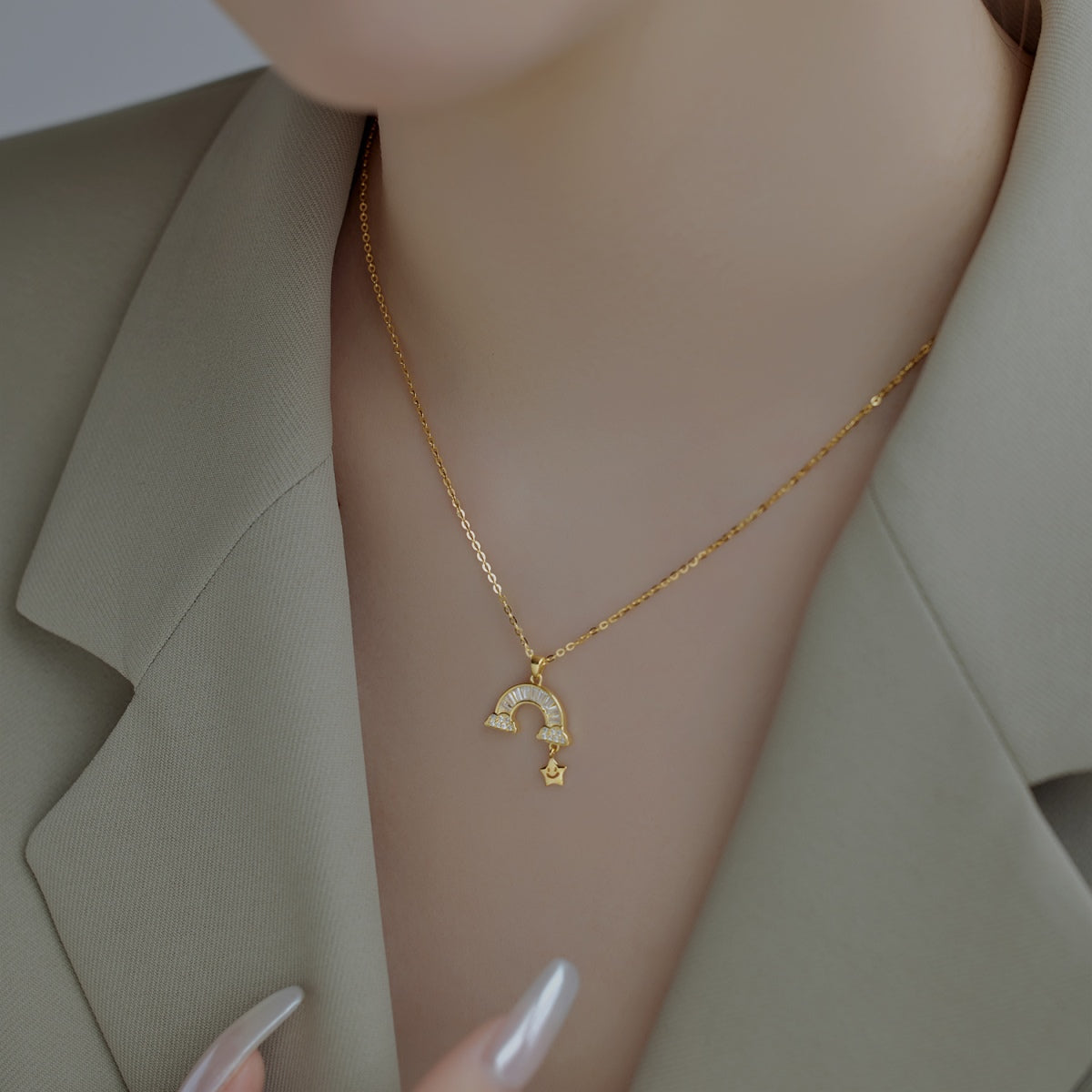[Windsor Jewelry]Unique Rainbow Star Necklace