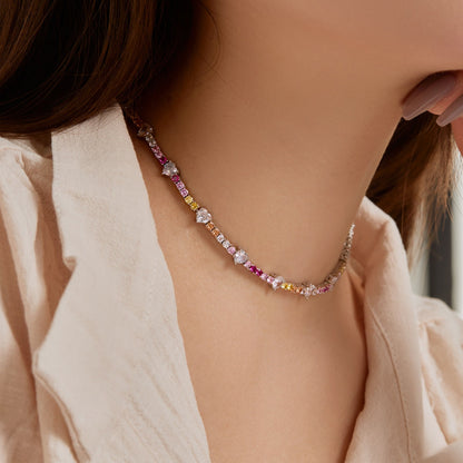 [Windsor Jewelry]Delicate Colorful Rainbow Tennis Chain