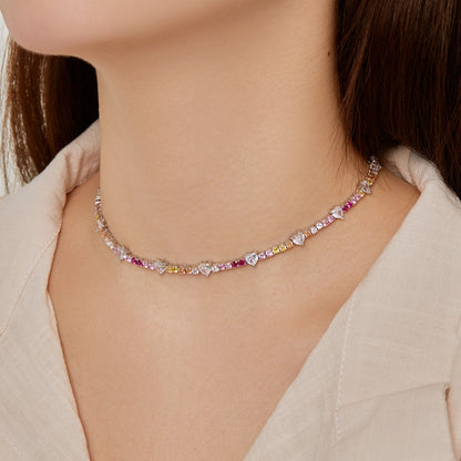 [Windsor Jewelry]Delicate Colorful Rainbow Tennis Chain