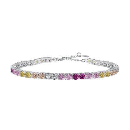 [Windsor Jewelry]Radiant Colorful Round Cut Tennis Bracelet