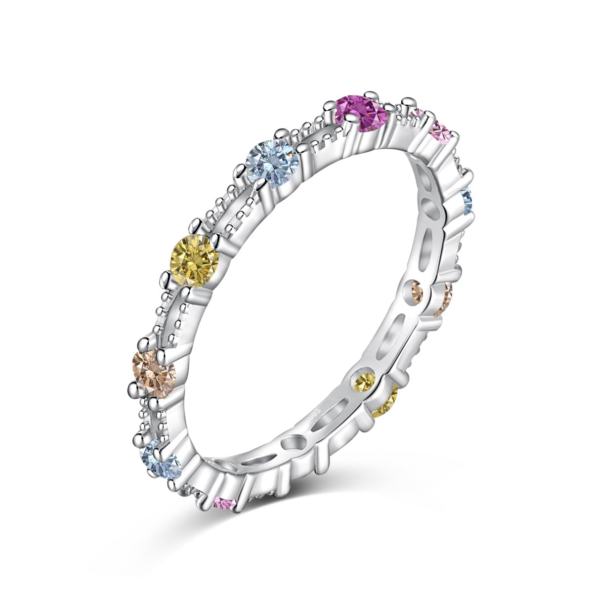 [Windsor Jewelry]Sparkling Colorful Round Cut Tennis Ring