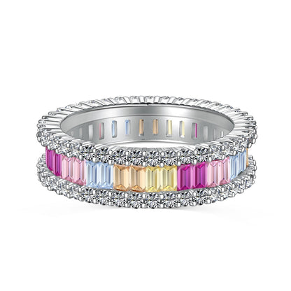 [Windsor Jewelry]Dainty Kaleidoscopic Emerald Cut Daily Ring