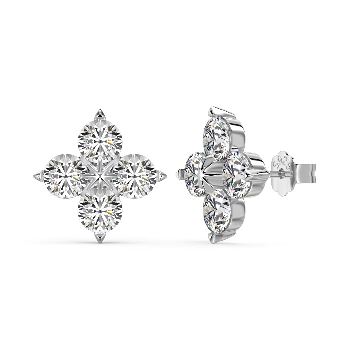 [Windsor Jewelry]Four-Leaf Clover Eight-Pointed Star Earrings