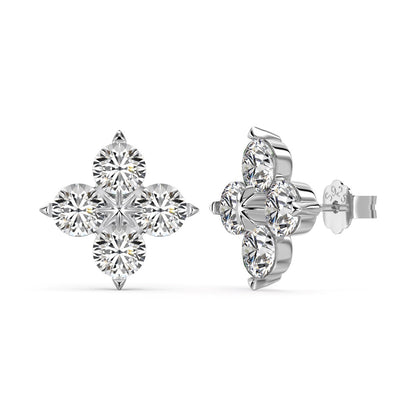 [Windsor Jewelry]Four-Leaf Clover Eight-Pointed Star Earrings