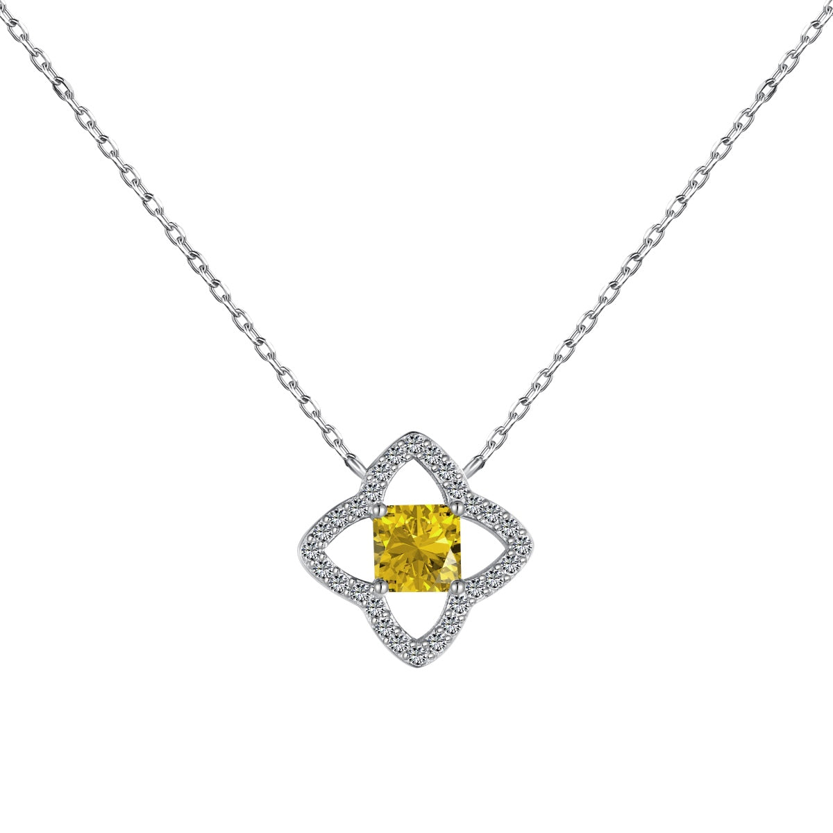 [Windsor Jewelry]Exquisite Flower Shape Princess Cut Necklace