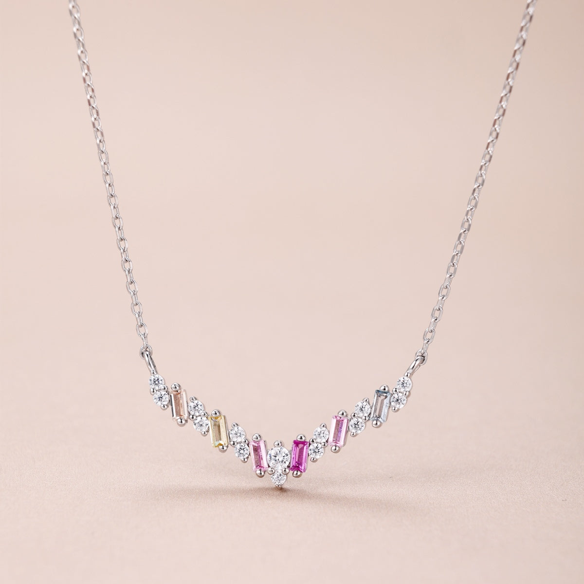 [Windsor Jewelry]Dazzling Rainbow Necklace